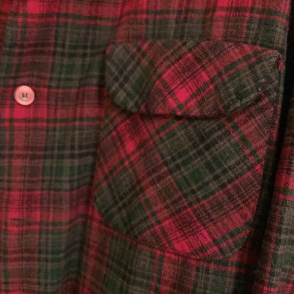 Pendleton true vintage rich red green black plaid wool board shirt L/modern M - Picture 4 of 6